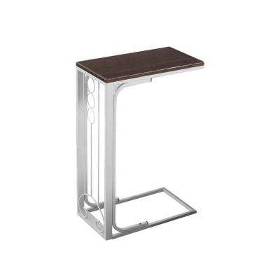 China (Height)Adjustable C Shaped Metal Frame Bedside Table With Wood Table Top for sale