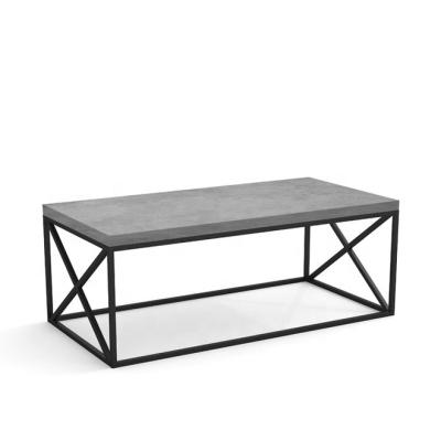 China With 3cm Thick Table Top Faux Gray Marble Effect MDF Top Coffee Table With X Metal Frame for sale