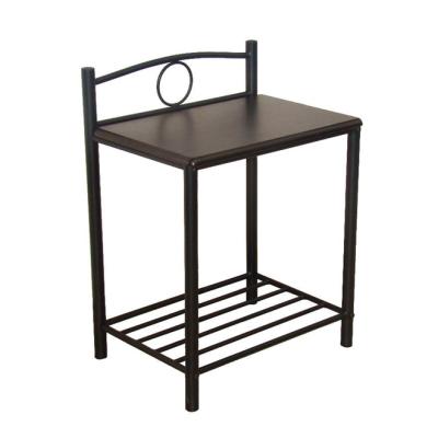 China Small Small Bedroom Furniture Metal Bedside Table With MDF Wood Top for sale