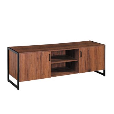 China With 2 Doors Storage Cabinet TV Media Furniture 2-Doors Brown Wood TV Stand For Living Room for sale