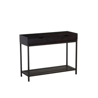 China With 2 Drawer Storage Black Walnut Metal Frame Entry Table With 2 Drawers for sale