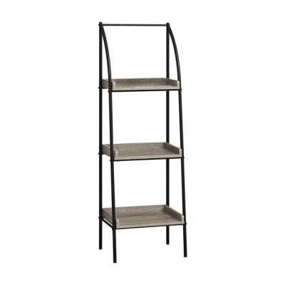 China 3-Tier 3 Tiers Dark Taupe Look Wood Bookcase With Tubular Metal Frame for sale