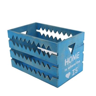 China Wholesale Home Customized Handmade Hot Sales Rustic Blue Wooden Storage Box From Amazon for sale