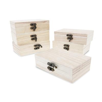 China Wholesale Morden Office Rustic Natural Small Wooden Storage Boxes With Hinged Lid for sale