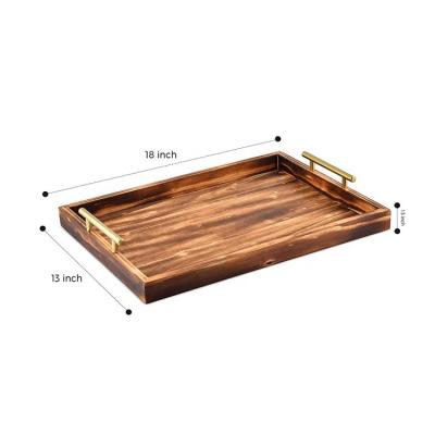 China Restaurant Home Wholesale Antique Rustic Farmhouse Hotel Kitchen Wooden Tea Cake Serving Tray for sale