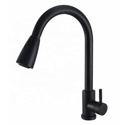 China Pull Out Single Handle Matte Black Kitchen Faucet Sink Rotating Multifunctional Kitchen Faucet Spray Extension for sale