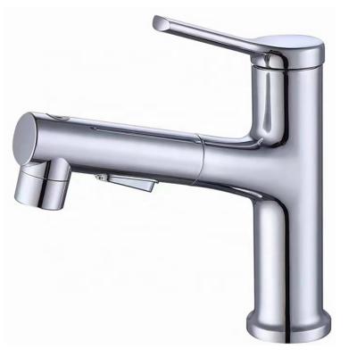 China Pull Out SUS304 Spray Faucet Chrome Bathroom Sink Faucets Modern Bathroom Basin Faucet for sale