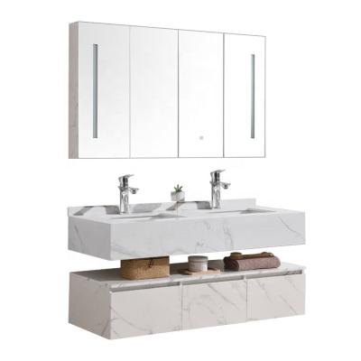 China Environmental Friendly Modern Double Bowl Bathroom Vanity Cabinet And Bathroom Mirror With Cabinet for sale