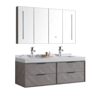 China Environmental Friendly Wall Hung Double Bathroom Vanities And Bathroom Cabinet Sink Vanity Lights for sale