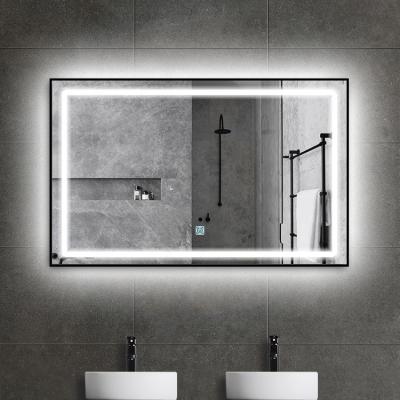 China Illuminated Black Frame Bathroom Mirror With Grace Led Illuminated Touch Light Bathroom Mirror for sale