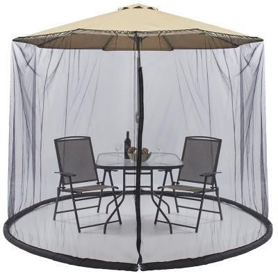 China Wholesale Outdoor Folded 9ft Patio Umbrella Screen Mosquito Netting With Big Zipper Door Black for sale