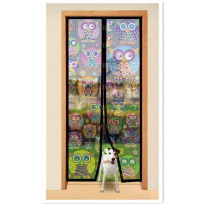 China Nylon Magnetic Insect Mesh Door Fly Cartoon Screen Door Hands Free Mesh for sale