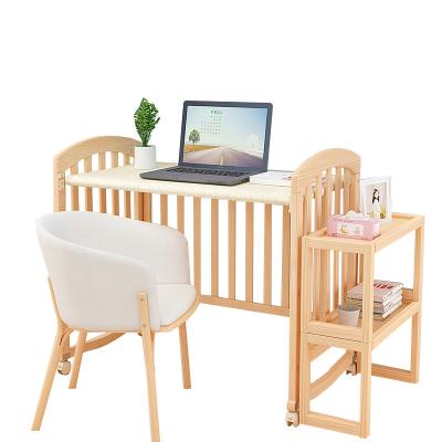 China Modern Movable Newborn Children's Bed BB Baby Crib Multifunctional Solid Wooden Cradle Splicing Big Bed for sale