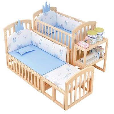 China Modern Multi-Functional BB Hutches Newborn Children's Hutches Large Crib Unpainted Crib Splicing Bed for sale