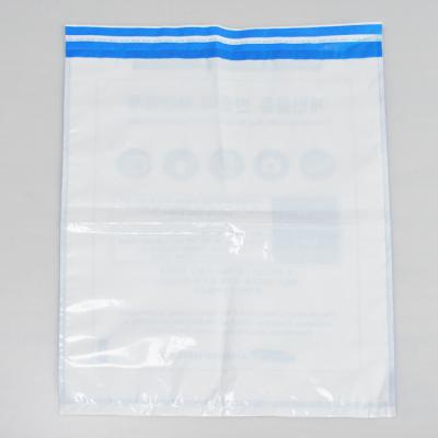 China Exposed VOID/OPEN VACUUM when peeled customized clear plastic money bank security obvious delivery tamper bag with die cut handle for sale