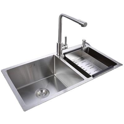 China Without Faucet 304 Stainless Steel Sinks With Double Bowl Undermount Handmade Commercial Wash For Kitchen Sink American Grade for sale