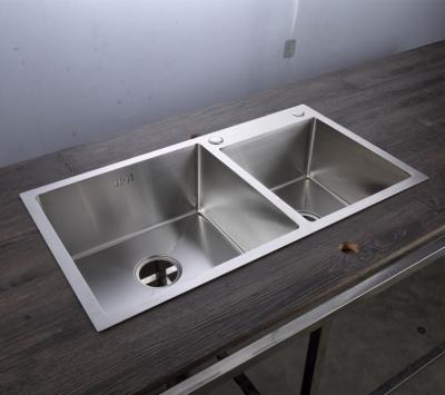 China Without Faucet Manufacturer Modern 304 Stainless Steel Double Bowls Pull Down Kitchen Sink for sale