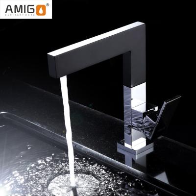 China Black Brass Single Hole Single Handle Single Handle Faucet Taps Chrome Basin Mixer Bathroom Basin Faucet Shower Faucet Square Square Bathroom for sale