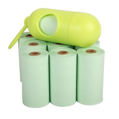 China Factory Sustainable New Arrival Degradable Cornstarch Waste Bag 16 Rolls With Dispenser Travel Foldable Pooper for sale