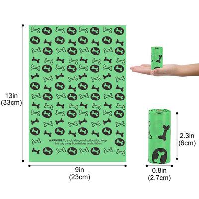 China Eco-friendly Green Color PPE Biodegradable Pet Waste Bag Roll Single Poop Viable Plant Picking Garbage Bag for sale