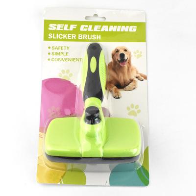 China Sustainable Brand OEM Pet Cleaning Slicker Brush One Button Hair Removal Brush For Pets for sale