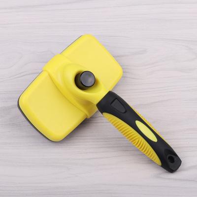 China Sustainable Hot Selling Yellow Color Pumpkin One Button Hair Remover Brush With Stainless Needle For Pets for sale