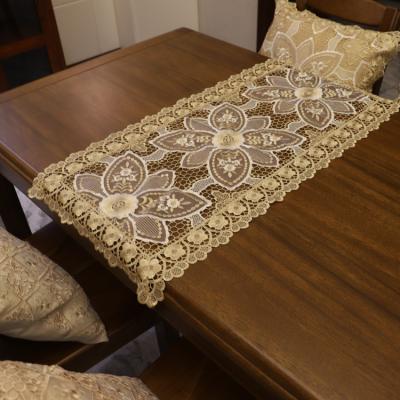 China Wholesale dobby embroidery lace wedding table runners decoration for sale