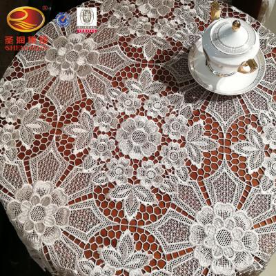 China Handmade 2020 looks like new design tablecloth embroidery hollowed out edge lace cover washable tablecloth for sale