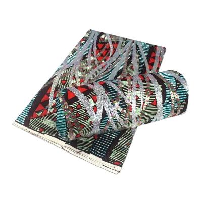 China Fashion Flame Retardant Embroidered Design Shine Style Wax Sequins Embroidery Printed Design Fabric For African Customer for sale