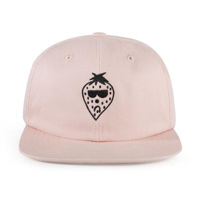 China JOINT Wholesale Custom Unstructured 6 Panel Embroidery Strapback Flat Cap for sale