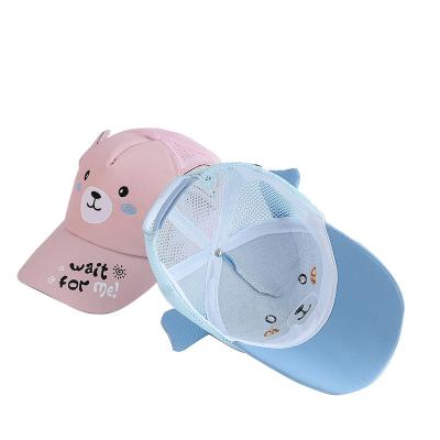 China Casual summer unisex kids mesh cloth baseball cap breathable children custom cute bear embroidery logo for sale