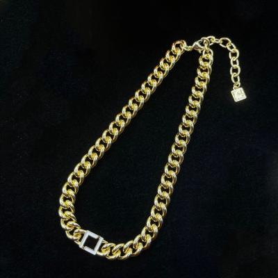 China CLASSIC Solid Gold Color Fashion Cuban Link Chain Necklaces Stainless Steel Women Necklace Jewelry for sale