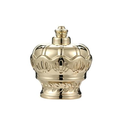 China Non Crown Puddle Factory Logo Mideast Style Gold Silver Zinc Alloy Cap Custom Shape New Cover For Perfume Wine Candle for sale