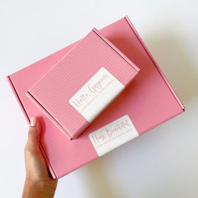 China Recyclable Custom Logo Pink Color Cosmetic Free Sample Shipping Mailing Box Corrugated Cardboard Paper Box for sale