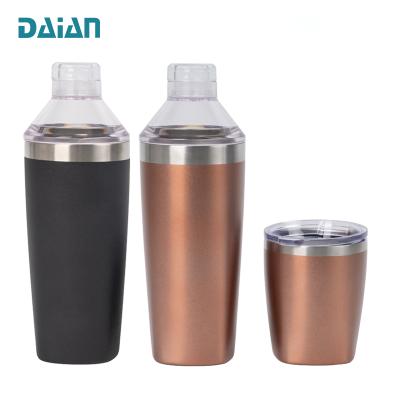 China Double wall. Works As Tumbler Wholesale Barware Mixing 20oz Stainless Steel Cocktail Shaker With Clear Shatterproof Lid for sale