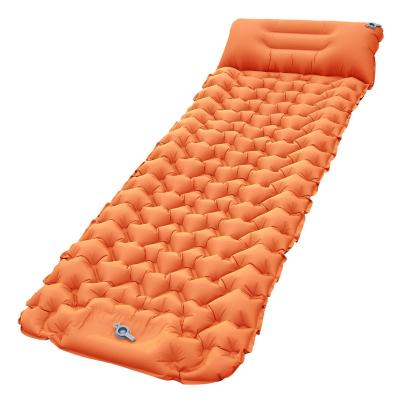 China Ultralight Hot Selling Inflatable Sleep Pad Beach Air Mats For Camping With Pillow for sale