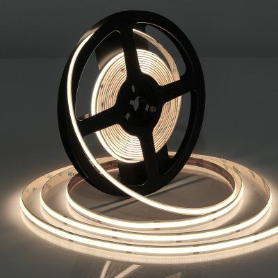 China Hotel High Lumen 5mm COB Strip Light 384leds/m Dc12v DC24v Dimmable Thin Soft Flexible Waterproof COB LED Warm Cold White White Strip Light for sale