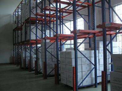 China Adjustable Orange / Blue Dairy Industry Metal  Drive In Racking 1500KGS Long Span  With Multi Tier for sale