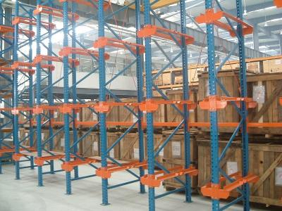 China Spray Powder Coating Drive in racking 1500KG Customized 10M with bracket Beam for sale