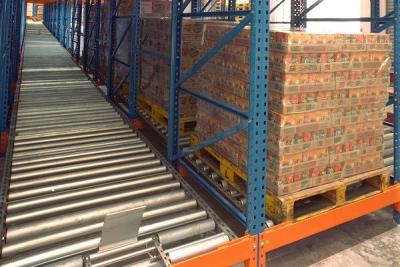 China Cold Roll Steel Pallet Flow Racks Heavy Duty Blue For Warehouse Storages for sale