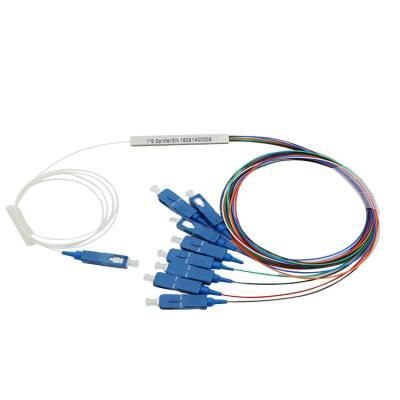 China FTTH Fiber Optic PLC Splitters Steel Type 1x8 With Connector for sale