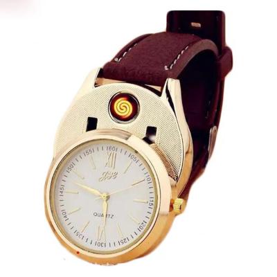 China New Novelty Smart Watch Lighter OEM Usb Watch Cigarette Lighter For Gift Men's Quartz Wrist Watch USB Rechargeable Electric Lighter for sale