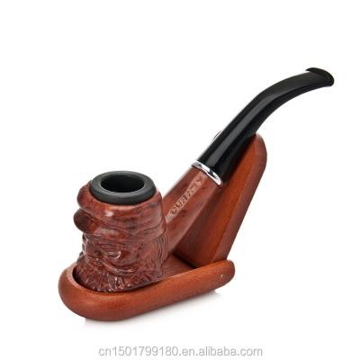 China Resin EKJ-604 Handcrafted Old Man Head Style Brown Resin Smoking Pipe Short Wooden Tobacco Pipes Wholesale for sale