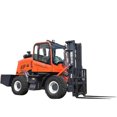 China Garment shops high quality 3ton 3.5ton 4ton multifunctional all terrain forklift cross country forklift for sale