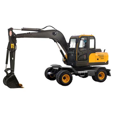 China Building material stores factory direct sales 6.6ton 8ton 9.7ton small wheel excavator four wheel excavator for sale