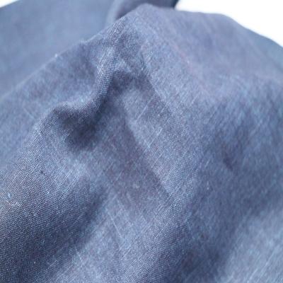 China Sustainable Indigo Blue Washed Fabric With 100% Natural Fiber Yarn Dyed Cotton Trellis Linen Fabric for sale