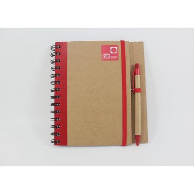 China Paper Spiral Recycled Logo Blank Kraft Diary Retro Custom Vintage Lined Notebook With Pen for sale