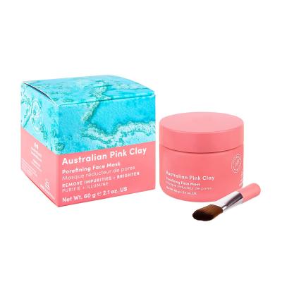 China 2021 New Moisturizer Beauty Skin Kaolin Facial Kaolin Rose Clay Hydrating Illuminating Face Mask With Face Mask Brush Applicator for sale