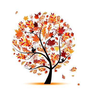 China Eco-Friendly Red Leaves Autumn Tree Design Wall Decal Stickers for sale