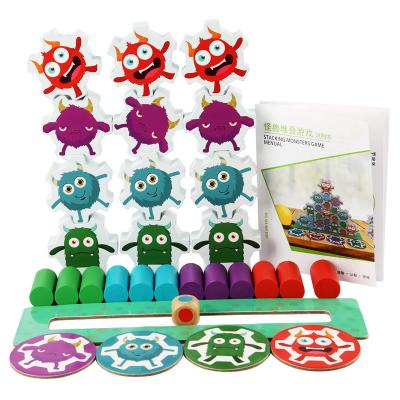 China Eco-friendly New Style Monster Building Block Eco-friendly Wooden Children Learning Educational Toys for sale